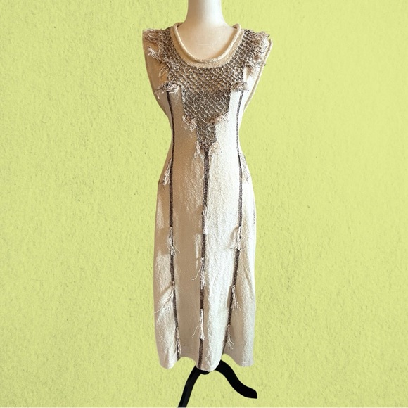 Free People Dresses & Skirts - Free People maxi knit crochet dress with fringe
